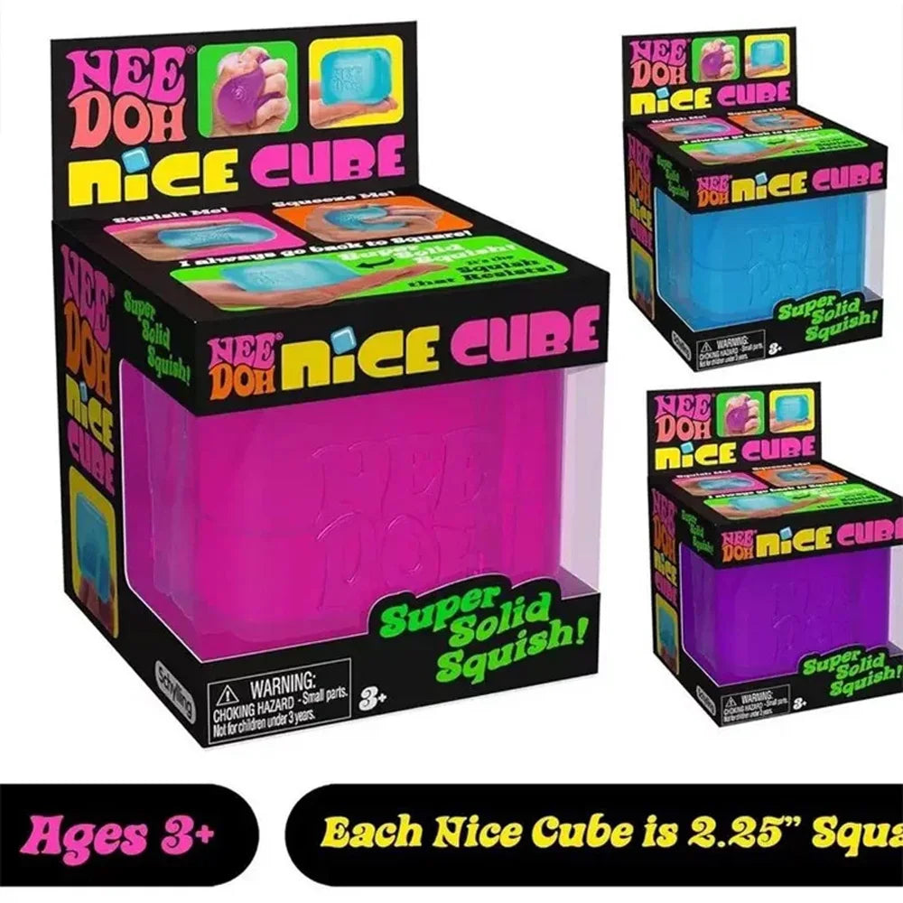 Schylling Needoh Nice Cube Sensory Squeeze Toy with Super Solid Squish Stress Relief Anxiety Sensory Tool Stress Reliever Toys