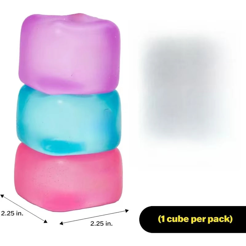 Squeeze Toy with Super Solid Squish Fidget Toy Stress Relief Soft Silicone Squeeze Fun for Adults Kids - 2.25" Cube