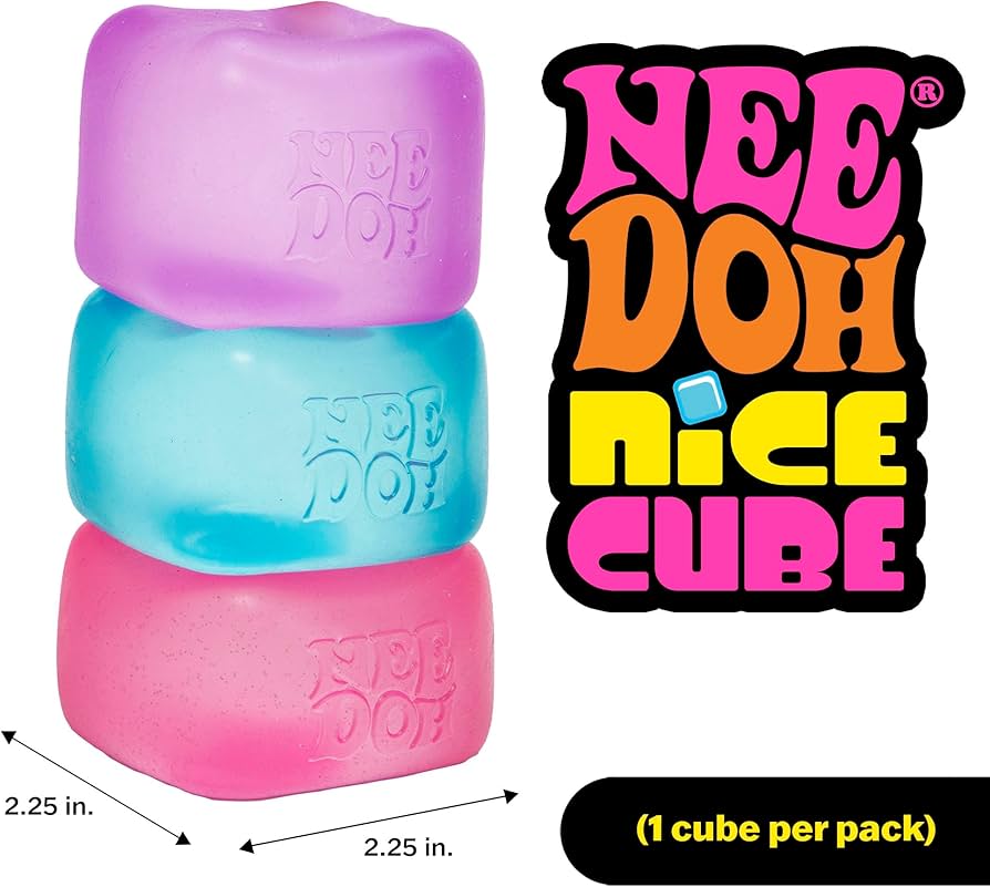 Schylling Needoh Nice Cube Sensory Fidget Cube Stress Relief Squishy Cube Anti-Anxiety Squeeze Object for Focus ADHD Population