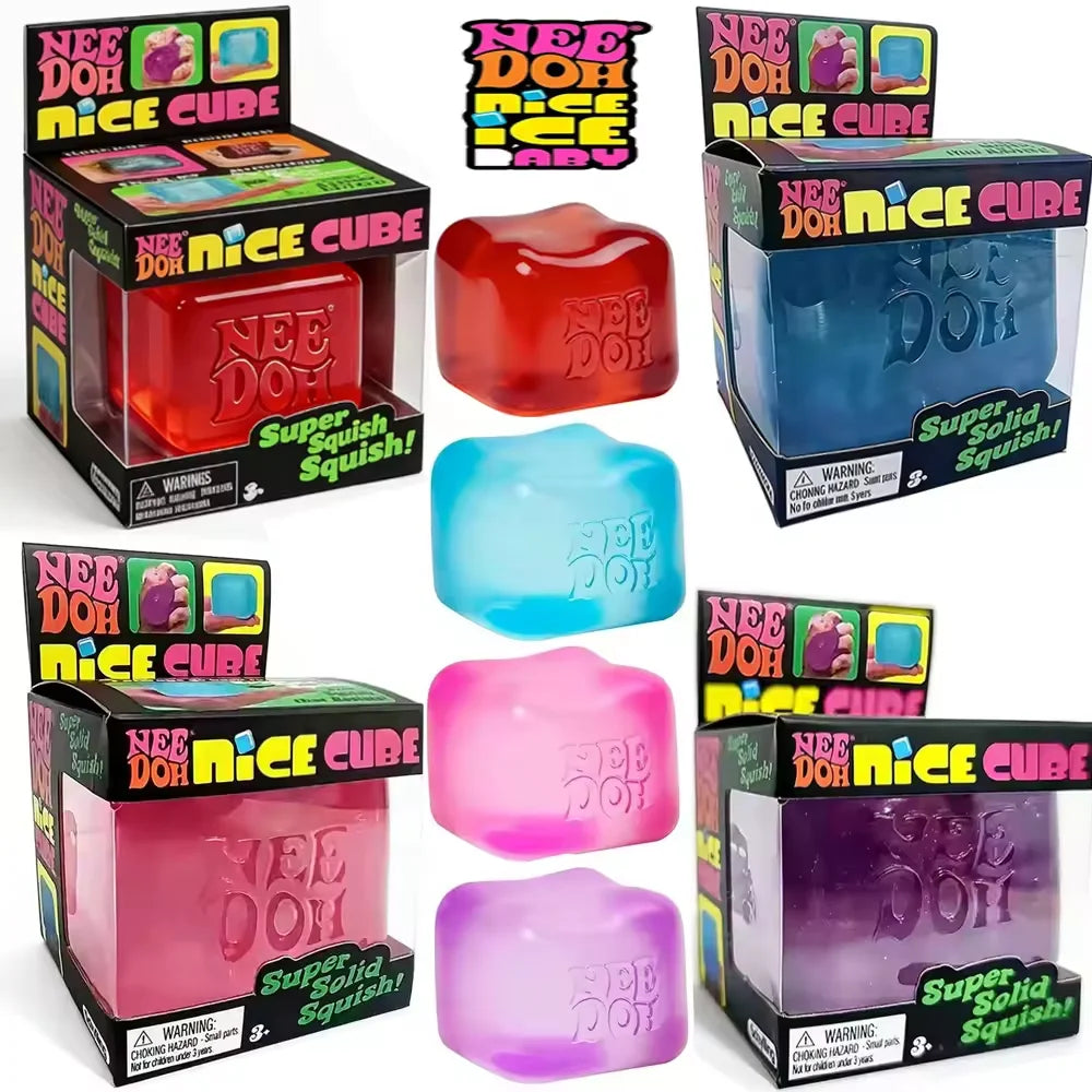 Schylling Needoh Nice Cube Sensory Squeeze Toy with Super Solid Squish Stress Relief Anxiety Sensory Tool Stress Reliever Toys